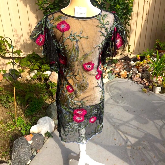 SHEER EMBROIDERED dress/cover up - Picture 5 of 9